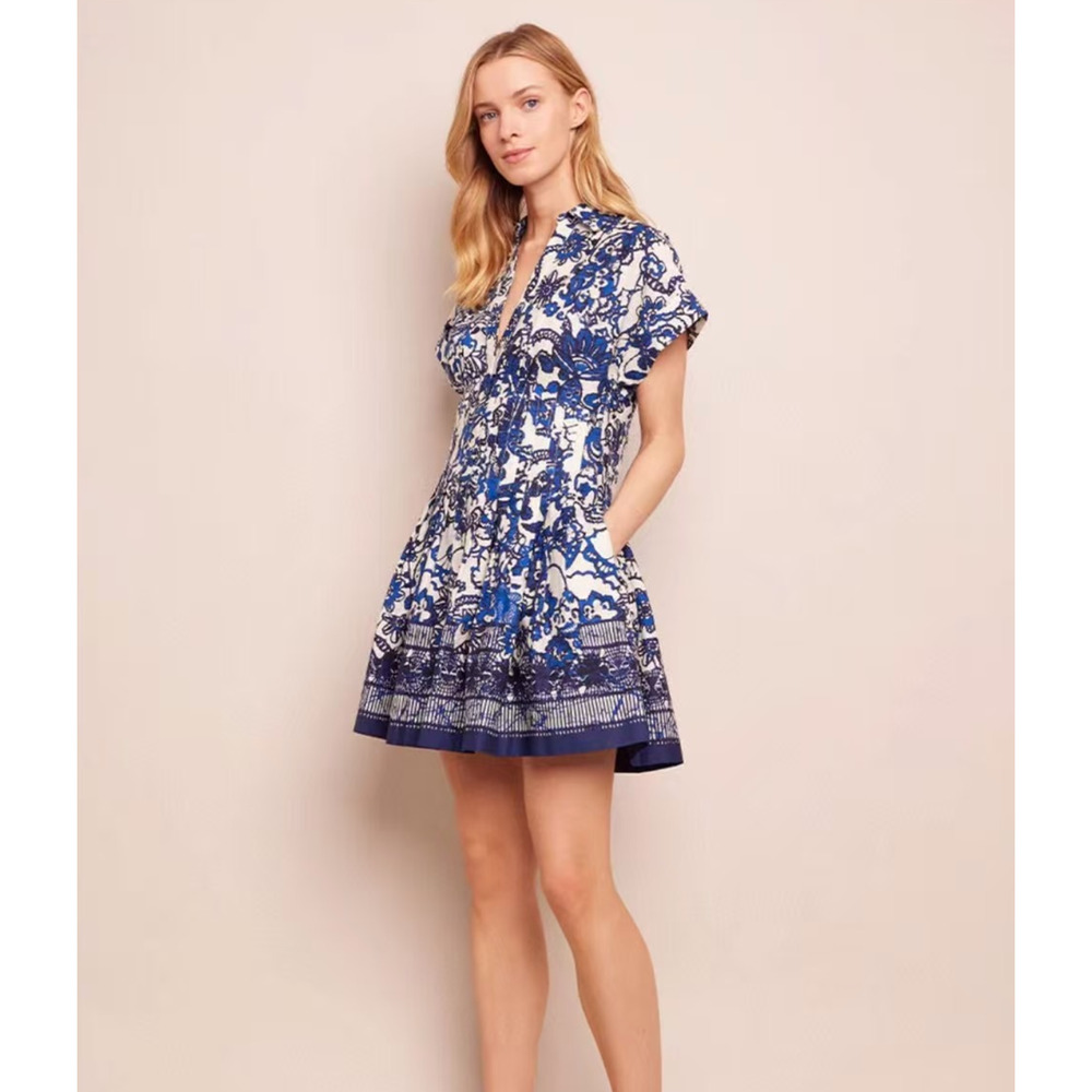 Cara Cara Nash Mini Dress Mini Shirtdress Cotton Fit-and-Flare - Picture 3 of 12